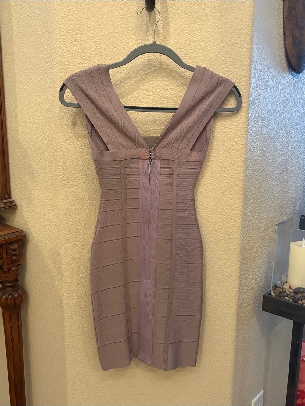 HERVE LEGER Women Gray Fitted Bandage Mini Dress Size XXS - Picture 4 of 8